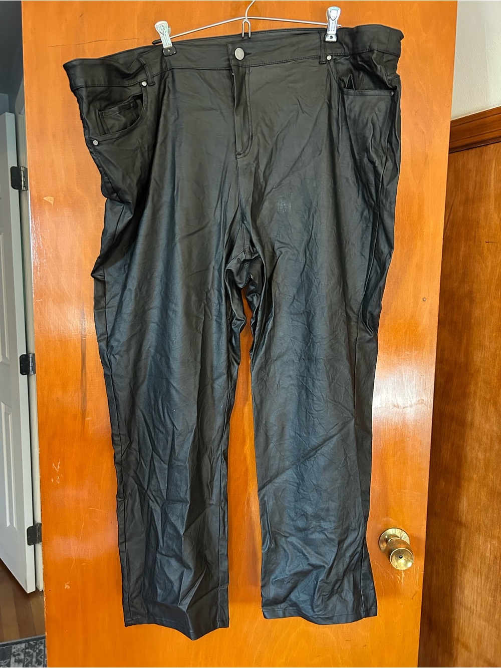 Tribal Plus Size Black Faux Leather Pants